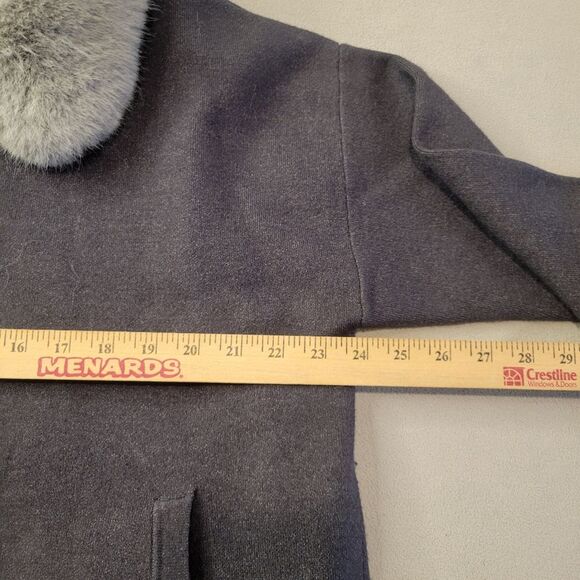 Saks Fifth Avenue Faux Fur Gray Sweater Size Large Full Zipper - Picture 6 of 8